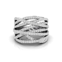 Criss Cross Party Wear Band With Round Moissanite