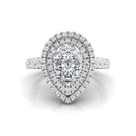 Pear Moissanite Double Halo Wedding Ring