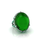 Oval Shape Cabochon Stone Halo Split Shank Ring