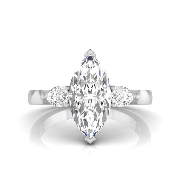 Marquise & Pear CZ Three Stone Wedding Ring