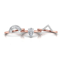 Pear CZ Stone Trio Nesting Ring Set For Wedding