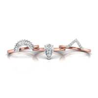 Pear CZ Stone Trio Nesting Ring Set For Wedding