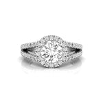 Round Moissanite Halo Split Shank Proposal Ring