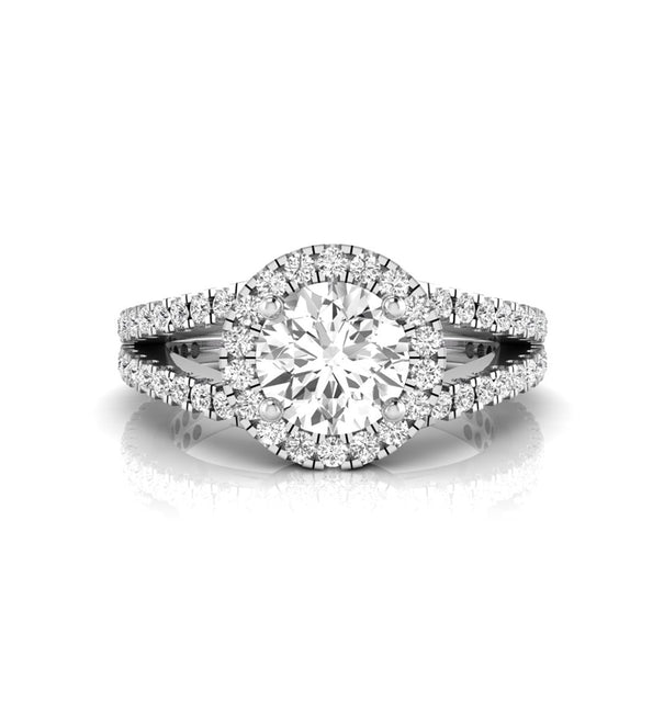 Round Moissanite Halo Split Shank Proposal Ring