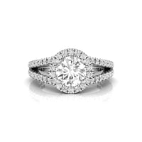 Round Moissanite Halo Split Shank Proposal Ring