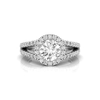 Round Moissanite Halo Split Shank Proposal Ring