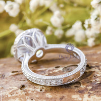 Old Mine Cut CZ Stone Milgrain Bezel Set Art Deco Wedding Ring For Women