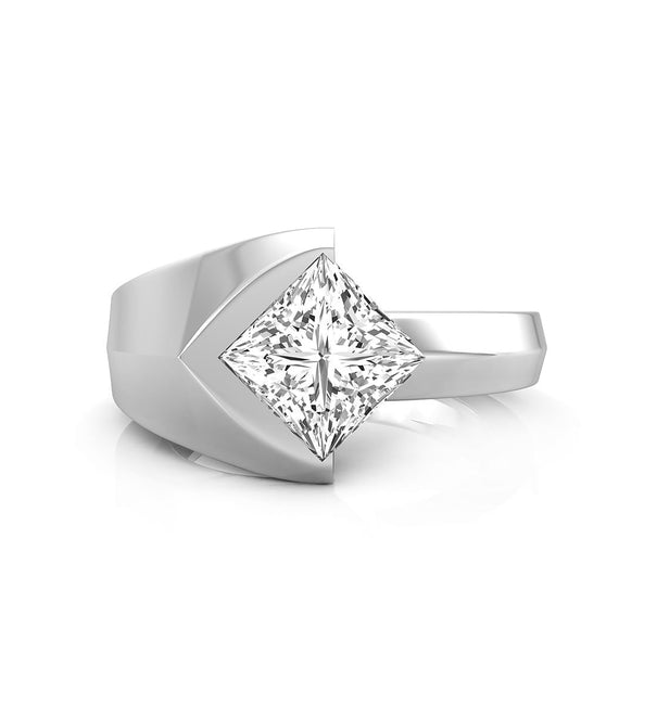 Princess Cut Moissanite Men's Trident Solitaire Wedding Ring