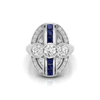 Round Cut CZ Stone Half Bezel Channel Set Ring