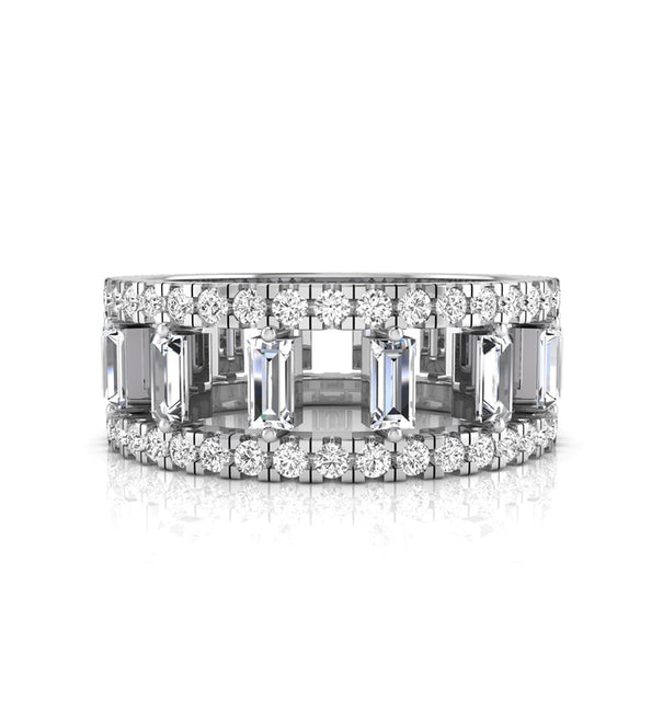 Round & Baguette CZ Stone Full Eternity Band