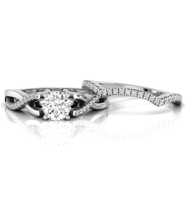 Round Moissanite Twisted Ring With Curved Band