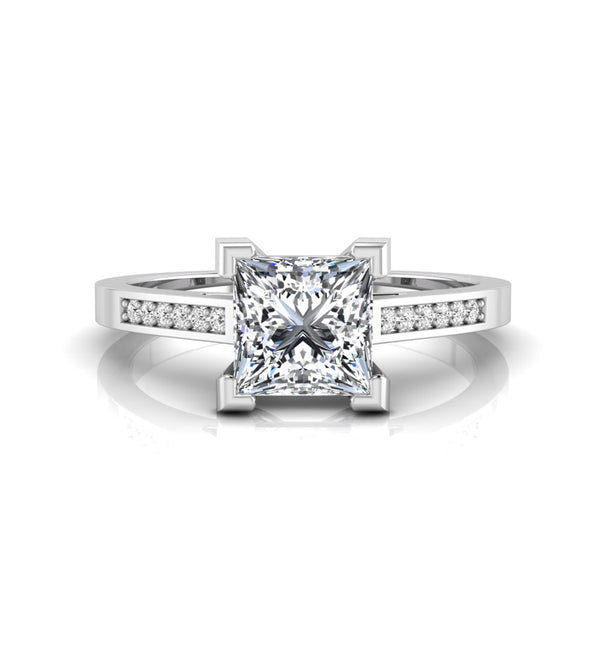 Princess & Round Moissanite Wedding Engagement Ring