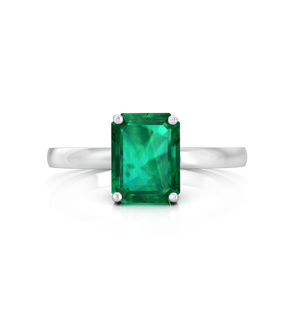 Emerald Cut CZ Green Stone Engagement Wedding Ring