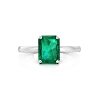 Solitaire Emerald Cut CZ Green Stone Engagement Wedding Ring For Women