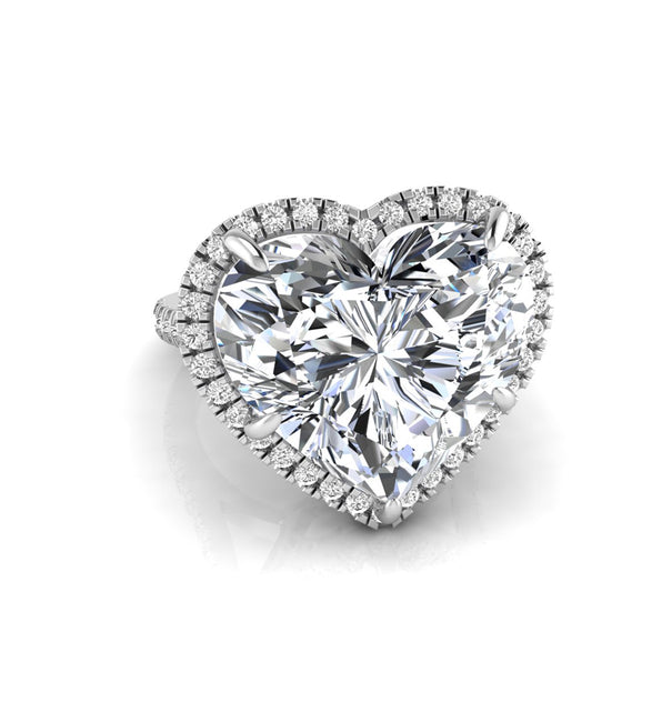 Heart & Round CZ Stone Halo Engagement Ring