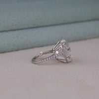 Silver ring with a large diamond on a light background, Romantic Valentine’s Day Gift Ring For Her, Heart & Round Moissanite Bridal Ring, Alternative Diamond Heart Engagement Ring