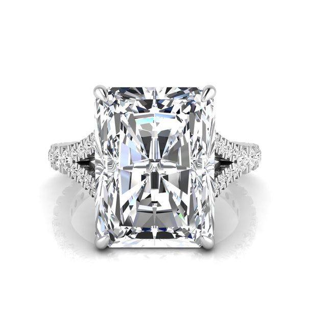 Radiant Moissanite Split Shank Ring For Womens