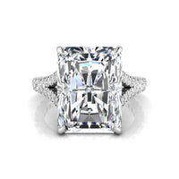 Radiant Moissanite Split Shank Ring For Womens
