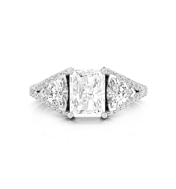 Radiant & Trillion Cut Moissanite Women's Three Stone Wedding Ring