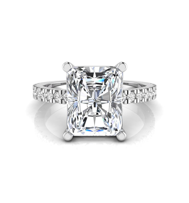 Solitaire With Accent Ring Radiant Cut Moissanite