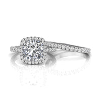 Cushion Cut Moissanite Halo Wedding Bridal Ring Set