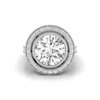 Bezel Set Old European Cut Moissanite Halo Wedding Ring