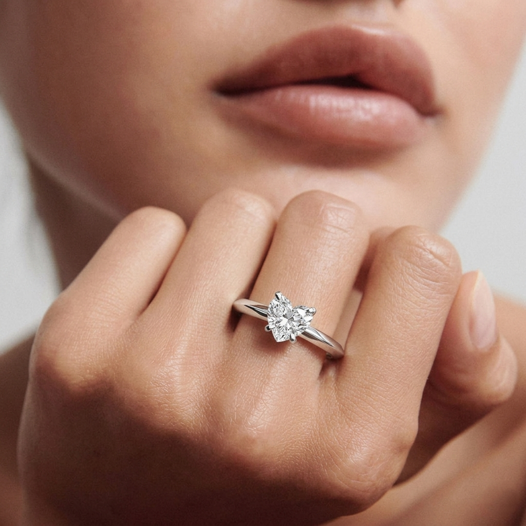 OctaPearl Heart Cut Solitaire Engagement Ring - alternate view
