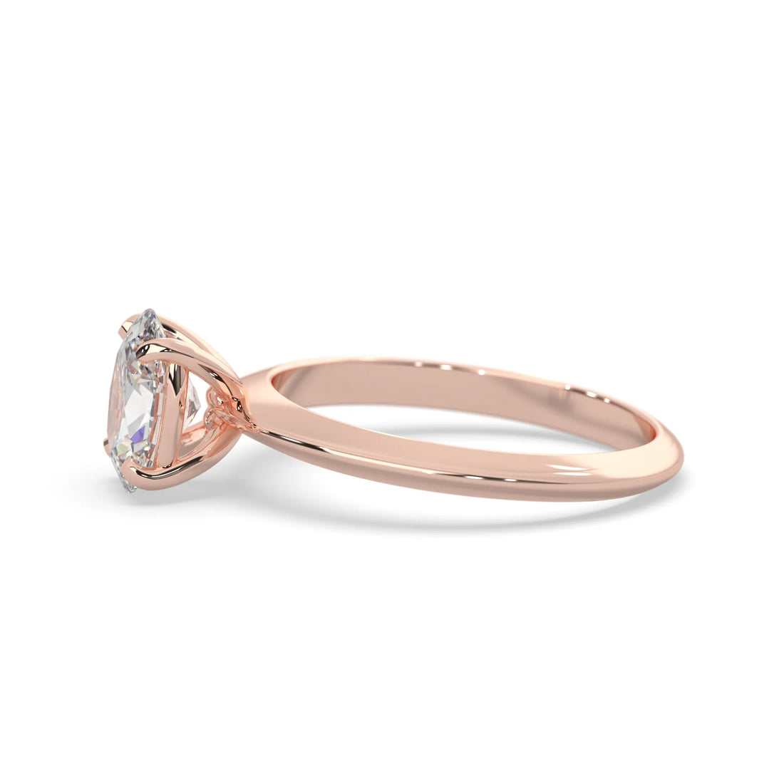 OctaPearl Oval Cut Solitaire Engagement Ring