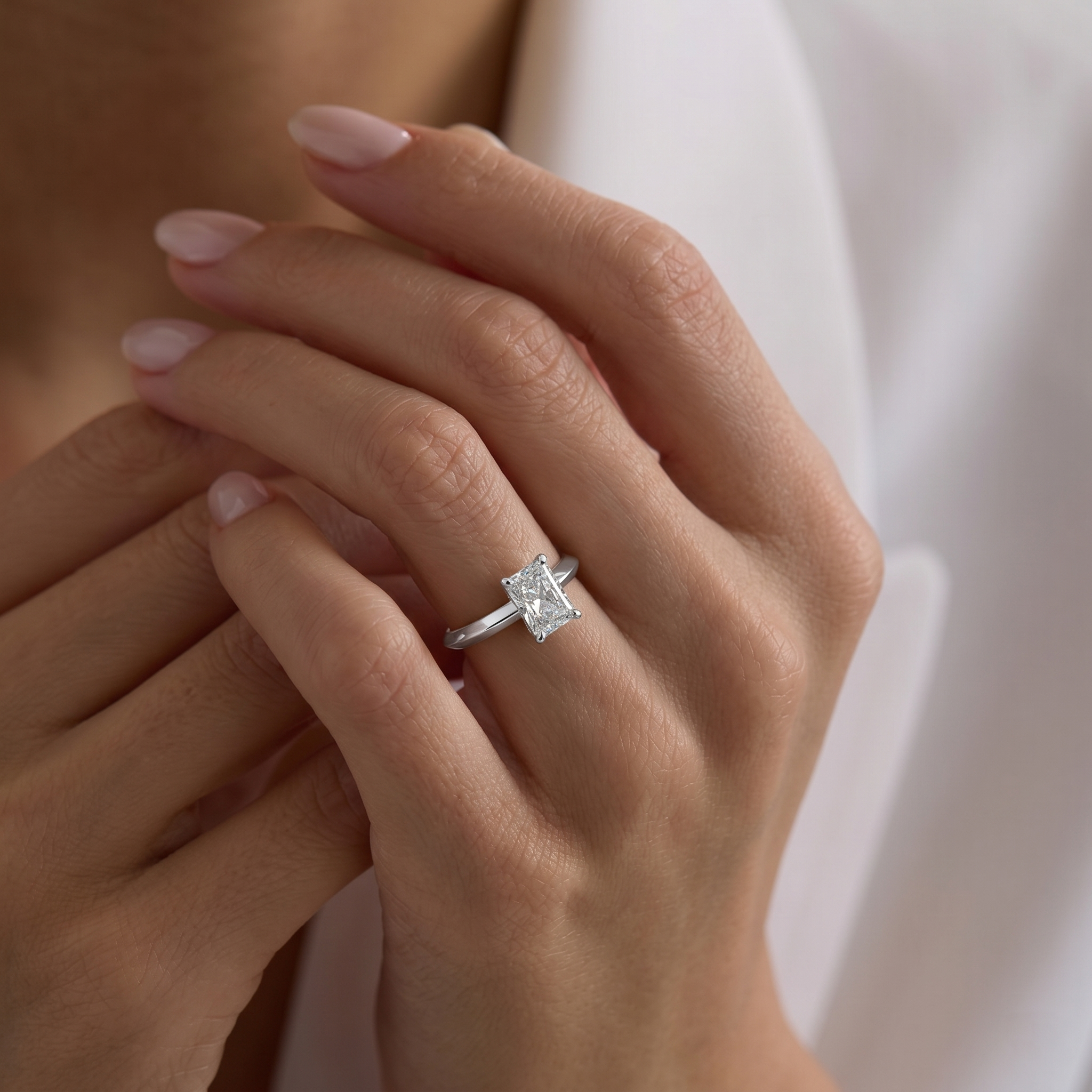 OctaPearl Radiant Cut Solitaire Engagement Ring - alternate view