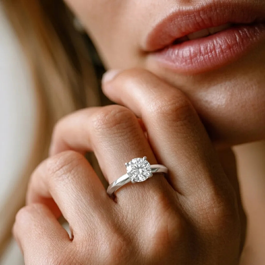 OctaPearl Round Cut Lab Grown Diamond Solitaire Engagement Ring