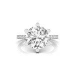 6 Prong Set Solitaire With Accent Round Moissanite Ring