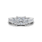 Channel Set Princess CZ Three Stone Wedding Ring