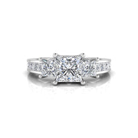 Channel Set Princess CZ Three Stone Wedding Ring