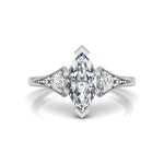 Marquise & Round Moissanite Three Stone Ring