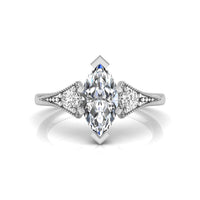 Marquise & Round Moissanite Three Stone Ring