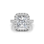 Radiant & Round Moissanite Halo Anniversary Gift Ring