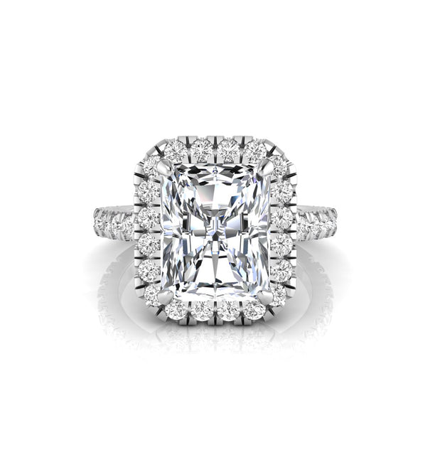 Radiant & Round Moissanite Halo Anniversary Gift Ring