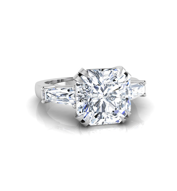 Asscher Cut CZ Three Stone Past Present Future Ring