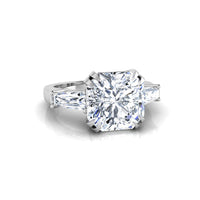 Three Stone Past Present Future Ring Asscher Cut