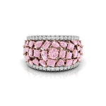 Multi Shape Pink CZ Stone Party Wear Band Ring