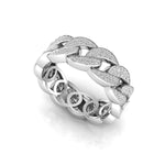 Round Moissanite Cuban Link Eternity Band For Men & Womens