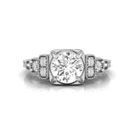 Old European Cut Moissanite Three Stone Edwardian Ring