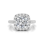 Stunning Cushion & Round Moissanite Halo Ring