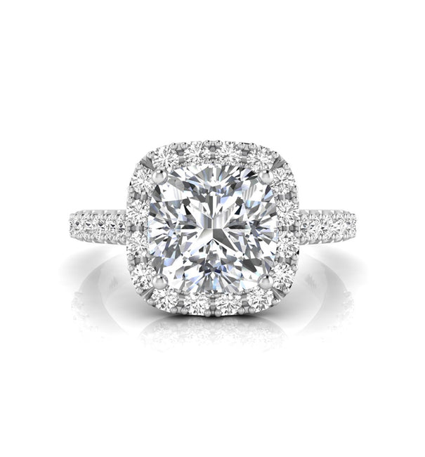 Stunning Cushion & Round Moissanite Halo Ring