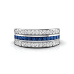 Blue Princess & Round CZ Stone Channel Setting Band