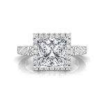 7.00 MM Beautiful Halo Engagement Ring With Princess Moissanite Diamond