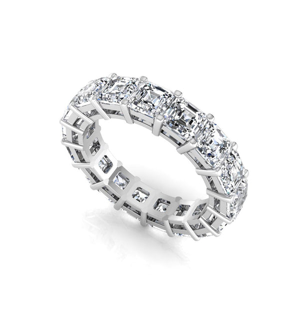 Asscher Cut CZ Stone Eternity Band For Wedding