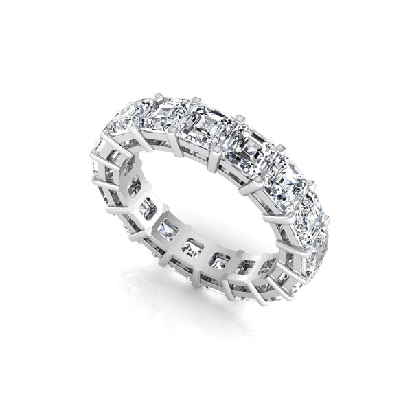 Asscher Cut CZ Stone Full Eternity Band for Wedding | 925 Sterling Silver | US 6.5