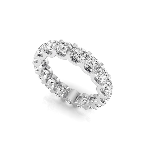 Round Moissanite U Shaped Shared Prong Eternity Band