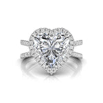 Heart Cut CZ Stone Halo Split Shank Women's Ring